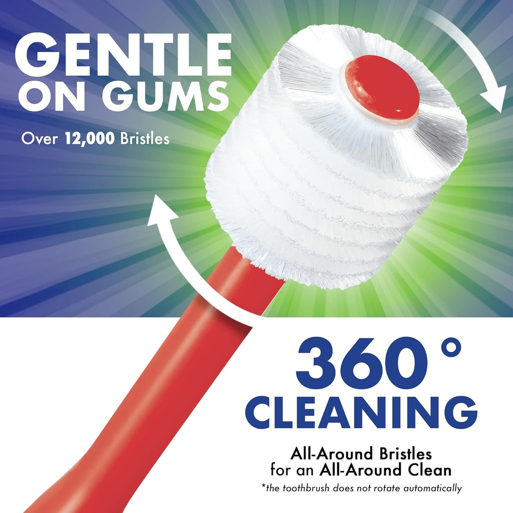 Brilliant Oral Care Kids Toothbrush with Soft Bristles and Round Head, for a Child Approved, Easy to Use All-Around Clean Mouth, Ages 5-9 Years, Red, 1 Pack