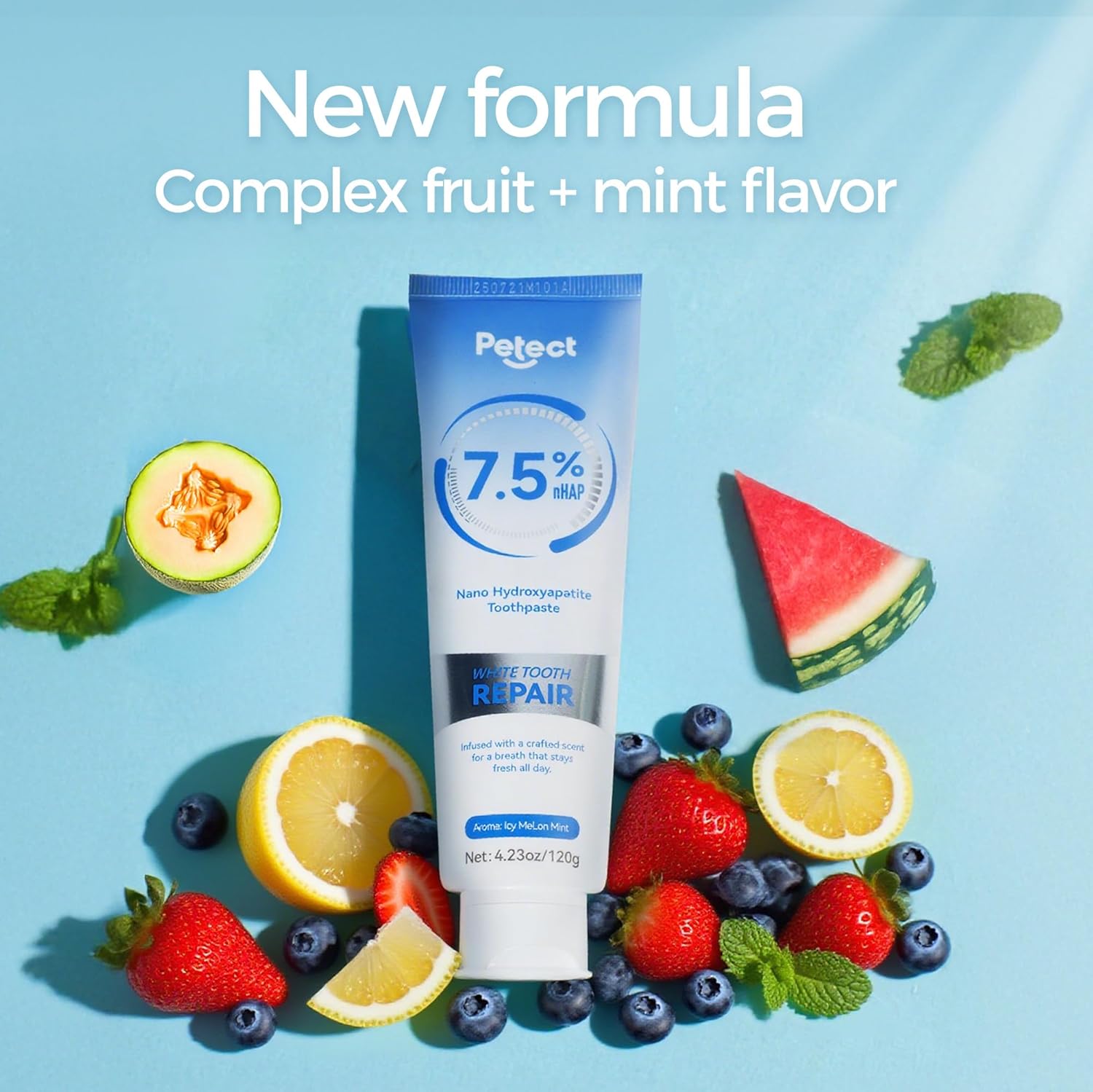 Hydroxyapatite Toothpaste, ICY Melon Mint, Enamel Protection Formula, Tooth Strengthening, Fresh Breath, Daily Use for Oral Health 4.23 OZ