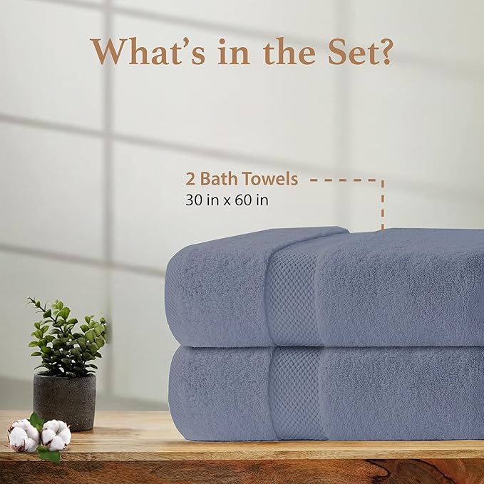 100% Cotton Bath Towels, Pack of 2 Towels for Bathroom, Luxury 700 GSM Bath Towel, Highly Absorbent Bathroom Towel Set, 30 x 60 Inches Large Bath Towels,Super Soft & Quick Dry Towel Set, Light Gray