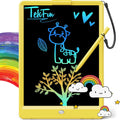 TEKFUN Toys for Girls Boys 10IN LCD Writing Tablet, Magic Doodle Board with Anti-Lost Stylus, Mess Free Coloring for Toddlers Drawing Pad, Toddler Travel Car Plane Trip Toys Gifts (Yellow)