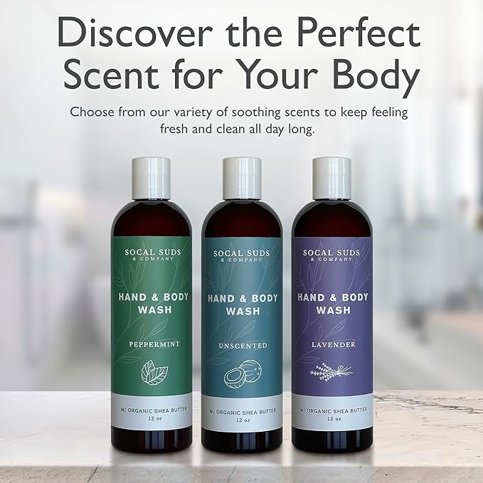 SoCal Suds & Company 12oz Organic Shea Butter Hand & Body Wash- Peppermint- 2 Pack