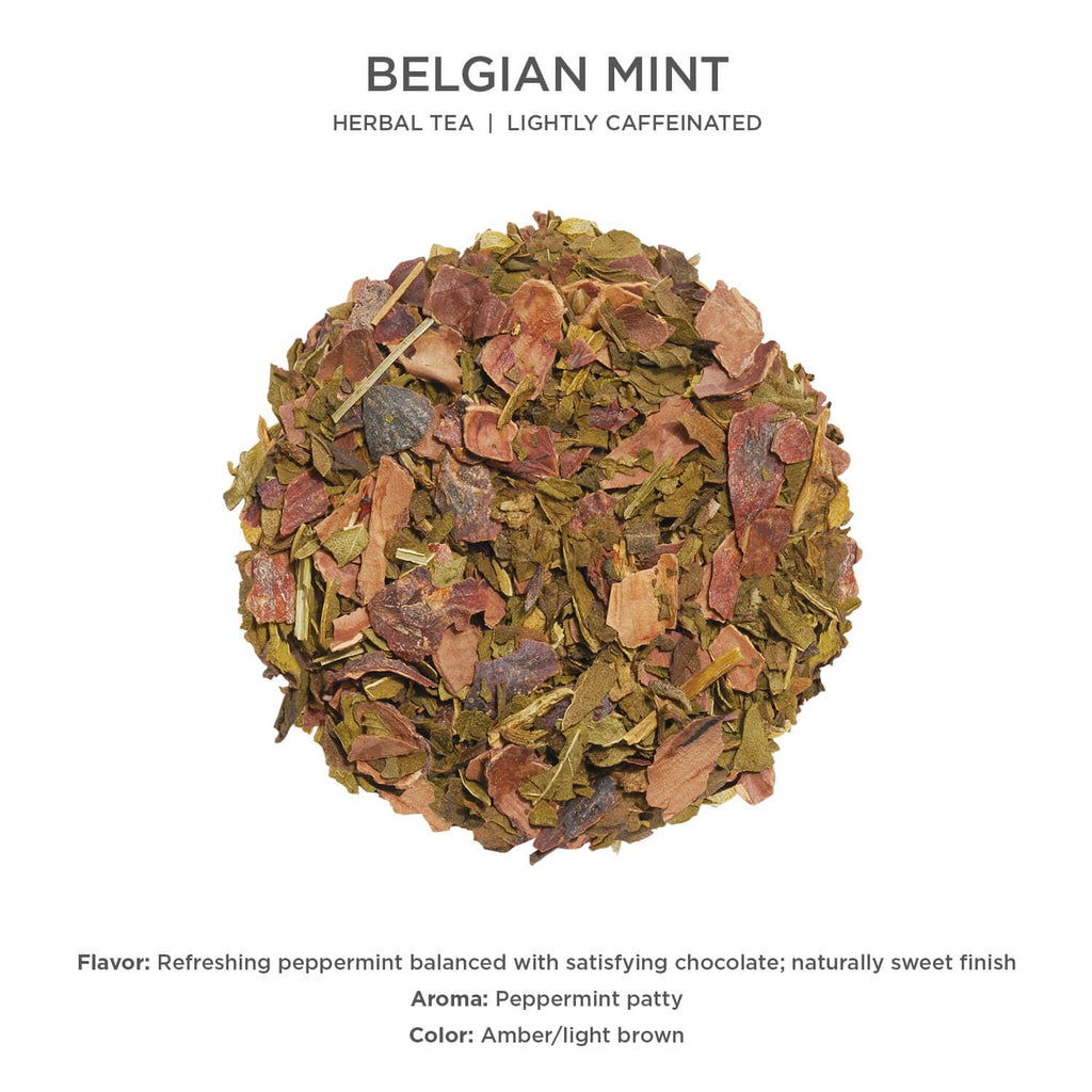Tea Forte Belgian Mint Premium Loose Leaf Caffeinated Herbal Tea Blend Canister, Makes 35-50 Cups