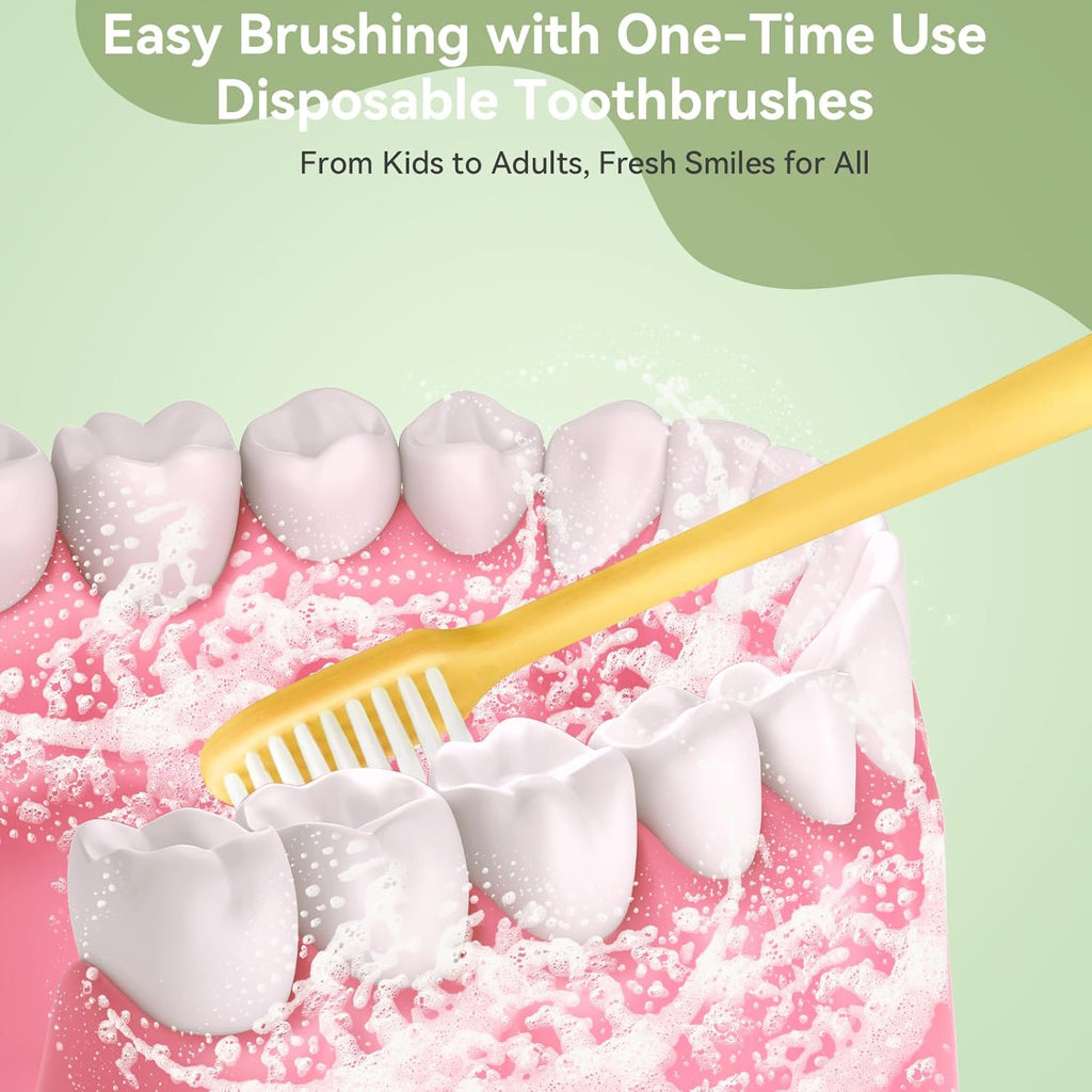 100 Pack Disposable Toothbrushes Bulk – Individually Wrapped Soft Bristles Single Use for Adults & Kids, Travel Hotel Guest Dental Office Donation Emergency Hygiene,Minimalist Design 5 Colors