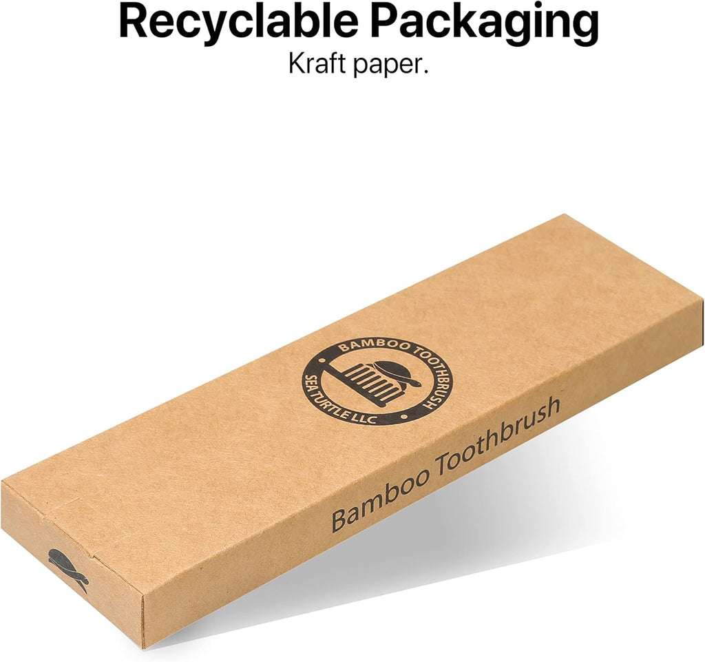 Sea Turtle Bundle Toothbrush and Swabs, Plant-Based Bristles Bamboo Toothbrushes (4 Pack) and Bamboo Cotton Swabs (500 Count)