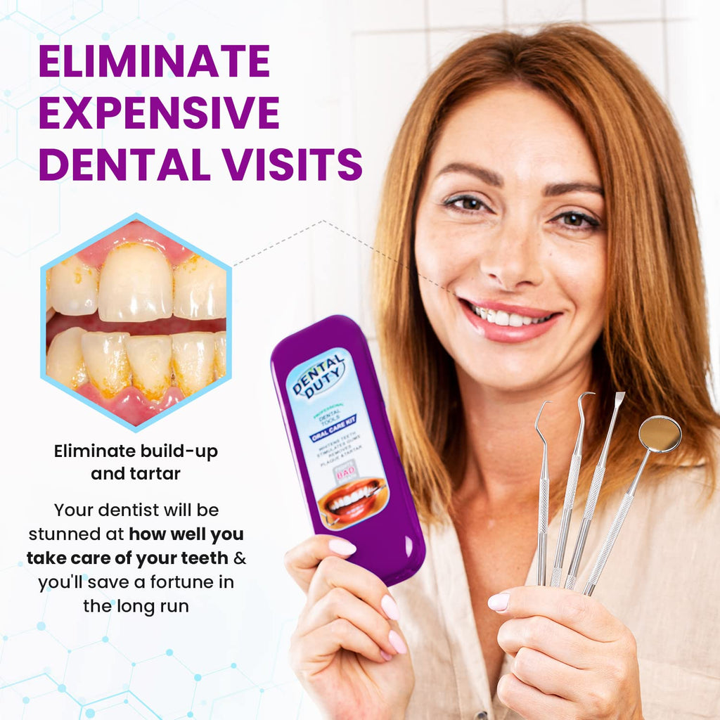 Dental Duty Dental Tools, Dental Pick for Teeth Cleaning Tools – Plaque Remover for Teeth with Teeth Cleaning Kit - Stainless Steel Dental Mirror for Teeth, Scraper and Scaler, (Purple)