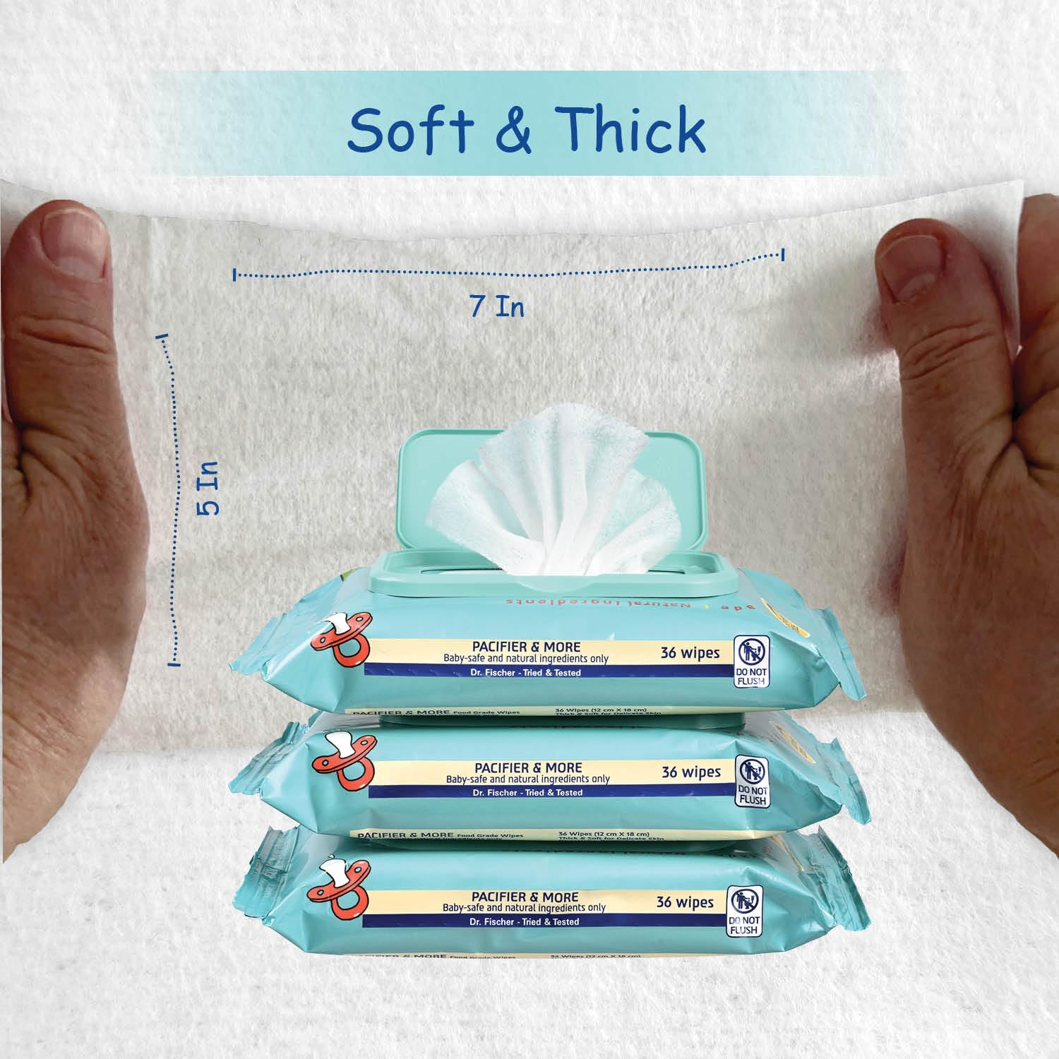 Dr. Fischer Pacifier Wipes, 100% Food Grade, Non-toxic for Bottles, Paci, Toys, Pumps, and More