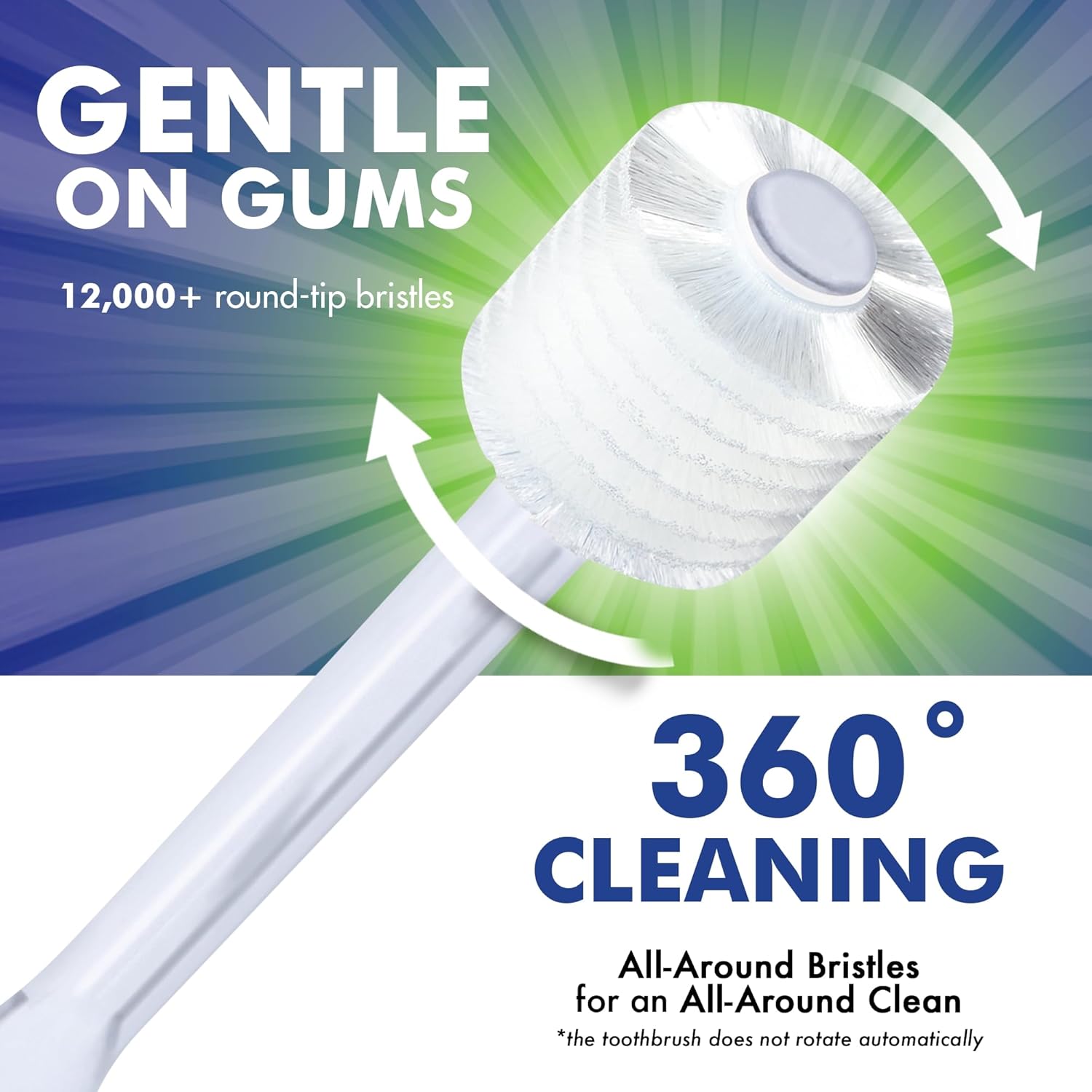 Brilliant Oral Care Adult Toothbrush with Soft Bristles, Round Head, and All-Around Clean for Teeth and Gums, Assorted Colors, 3 Pack