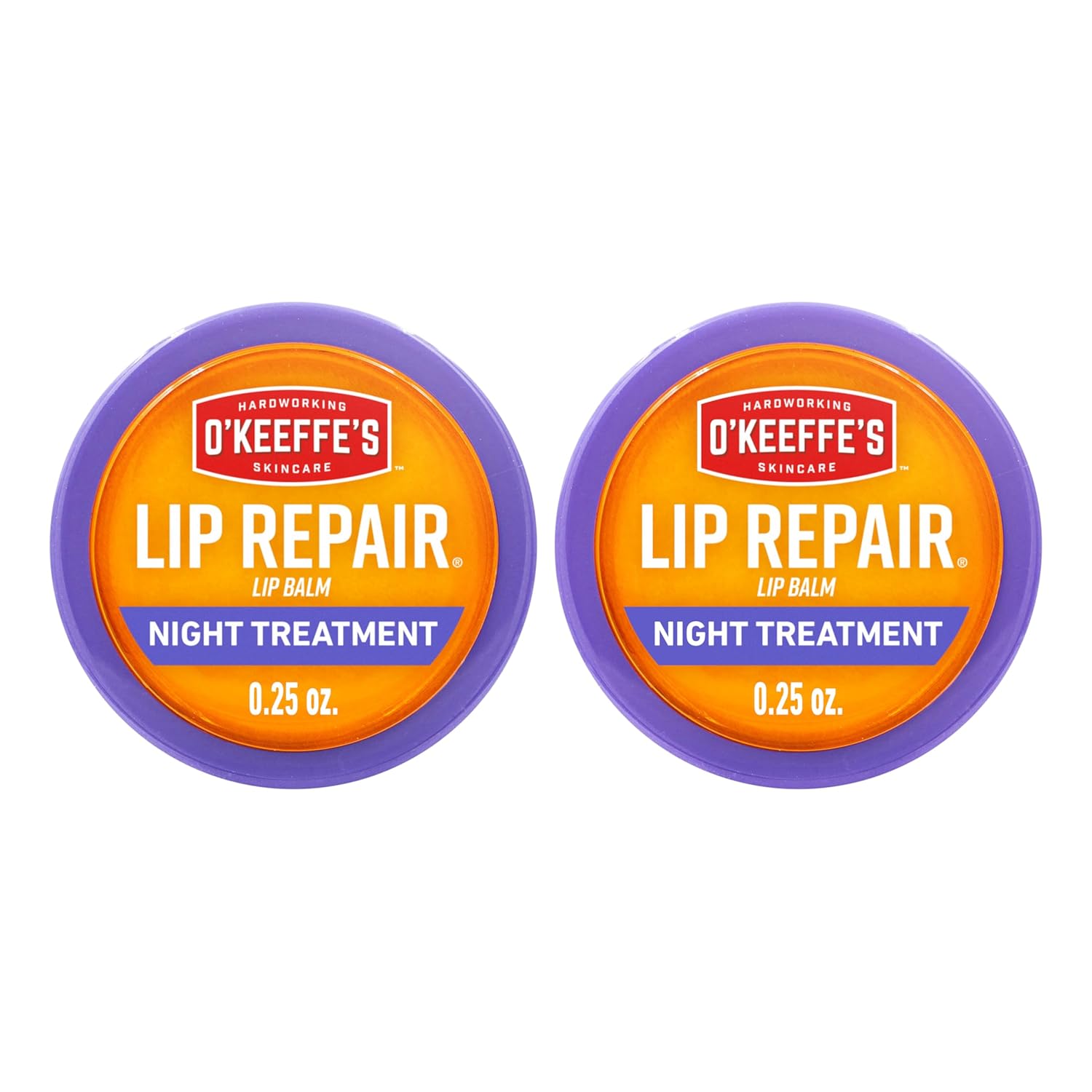 O'Keeffe's Lip Repair Night Treatment Lip Balm for Dry, Cracked Lips - 0.25 Ounce Jar (2 Pack) - Moisturizer for Extremely Cracked, Dry Lips