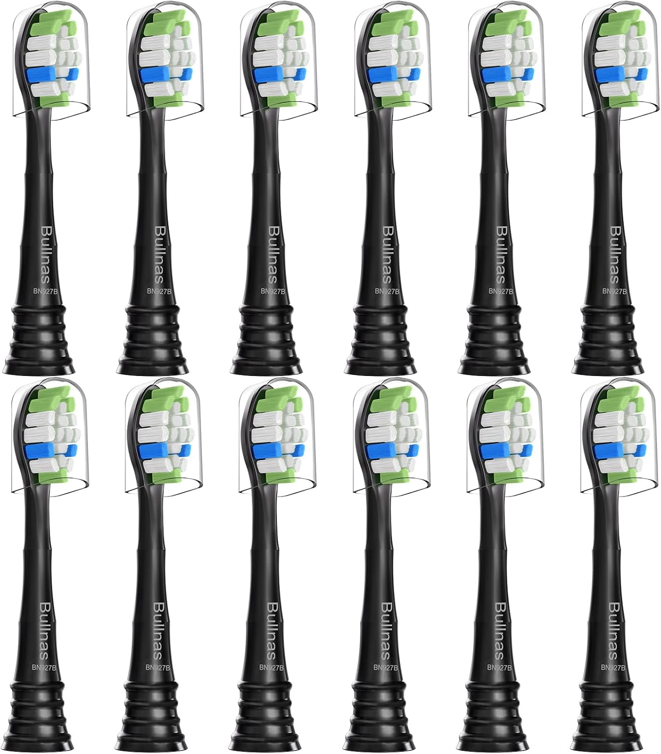 Replacement Brush Heads Compatible with Philips Sonicare, Toothbrush Heads for Sonicare ProtectiveClean 4100 5100 5300 6100 Electric Toothbrush, 12 Count Ultimate Care Toothbrush Heads, Black