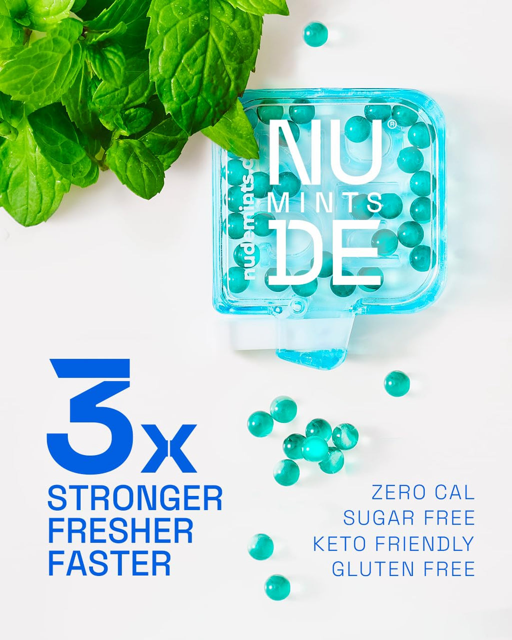 NUDE MINTS | Dual Action Liquid Capsules | Mouth Watering Mint - Lasts 3X Longer - 3X Stronger - Extreme Bad Breath Treatment For Adults - Sugar Free, 0 Calorie - Peppermint - 10 Pack - 300 Capsules