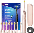 SEAGO Electric Toothbrush with 8 Soft Bristle Heads for Adults，Pressure Sensor, 5 Modes with 2 Minutes Build in Smart Timer,Rechargeable Travel Toothbrush with Brush Hold and Travel Case(2752Pink)
