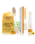 3Pcs Turmeric Lemon Lip Scrub and Turmeric Lip Balm Hydrating & Nourishing Lip Care kit, Exfoliating Lip Scrub with Aloe Vera For Dark Lips,Long-Lasting Natural Balm Moisturizer for Dry, Cracked Lips