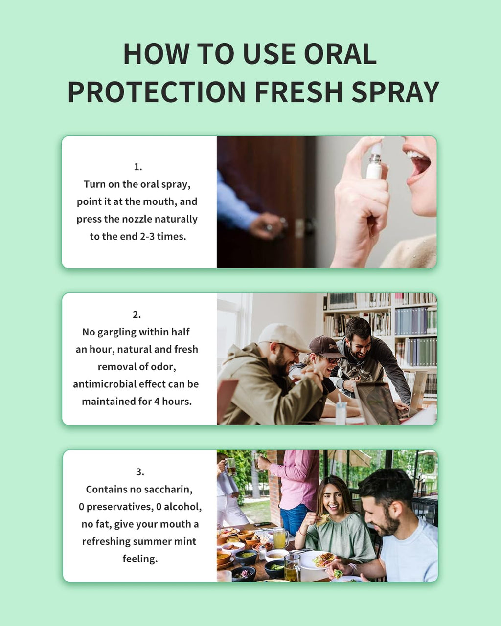 3 Count Mint Breath Spray Mouth Spray Breath Freshener Oral Care for All Ages 0.33OZ (10ML) Cool Mint Flavor