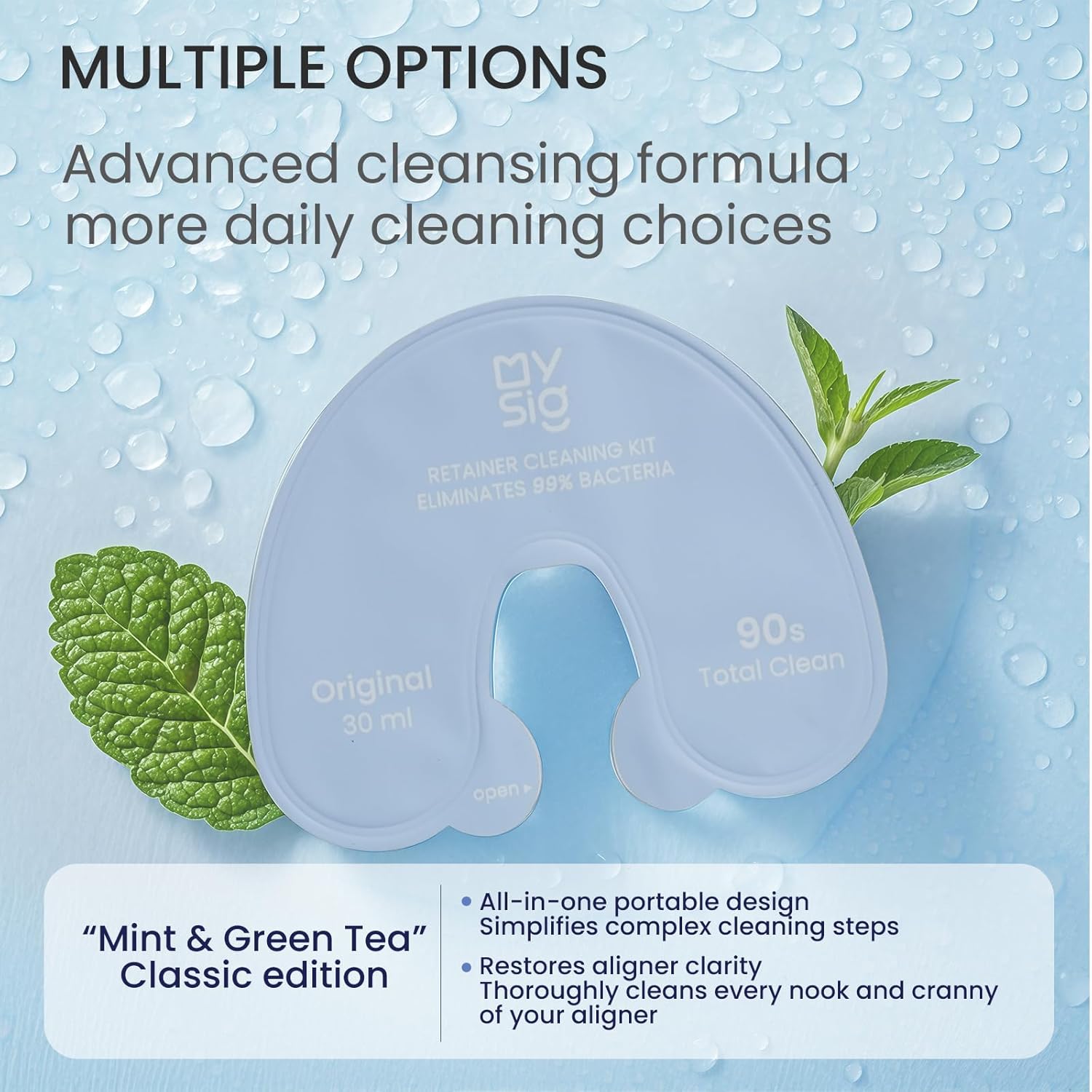 Denture Cleaner, Retainer Cleanser, Clear Retainer Cleaner, Portable Retainer Cleaning Kit for Travel School Office, 90-Second Quick Clean Denture Cleaners, Minty Fresh & Clean, 30ml (12PCS)