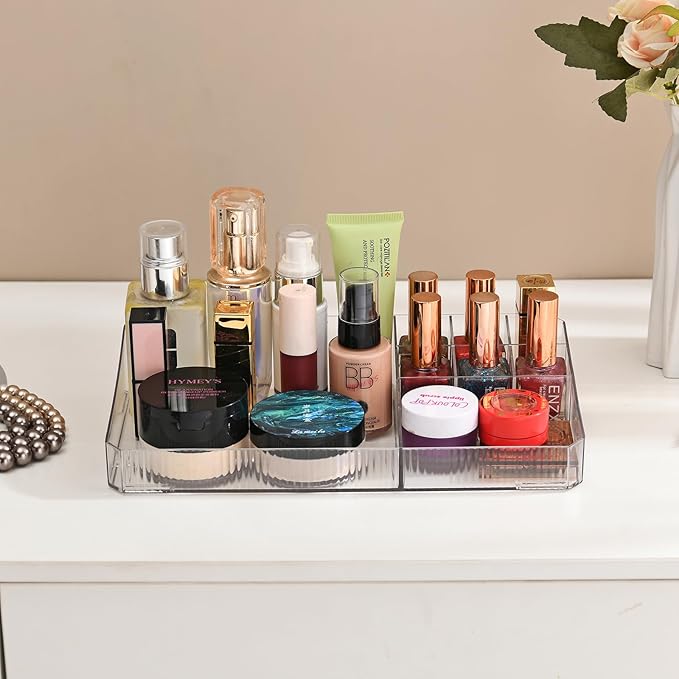 ZHIAI stackable storage drawers, acrylic storage rack, cosmetics and beauty products organizer, suitable for makeup room, bathroom, pantry, home bedroom storage