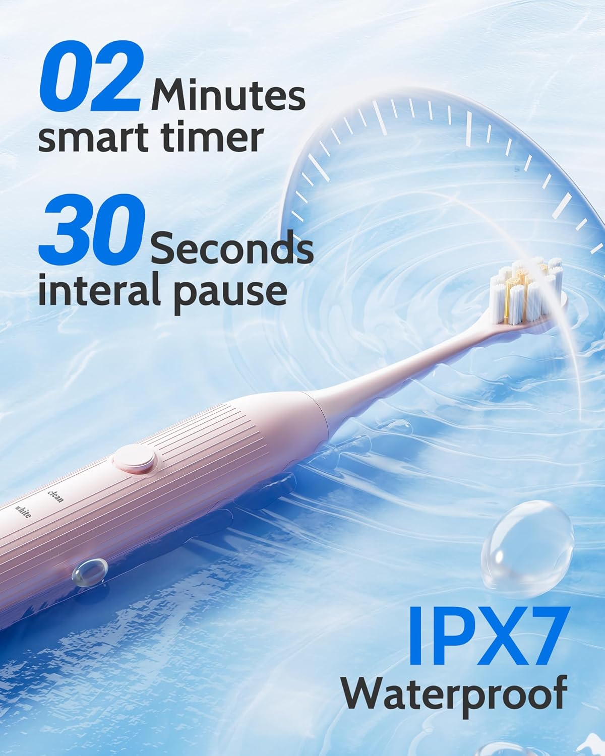 2 Pack Electric Toothbrush Set, Comes with 12 Brush Heads & 2 Electric Toothbrush,5 Modes with 2 Minutes Built in Smart Timer, One Charge for 60 Days, 38000 VPM Motor,Black and Pink.