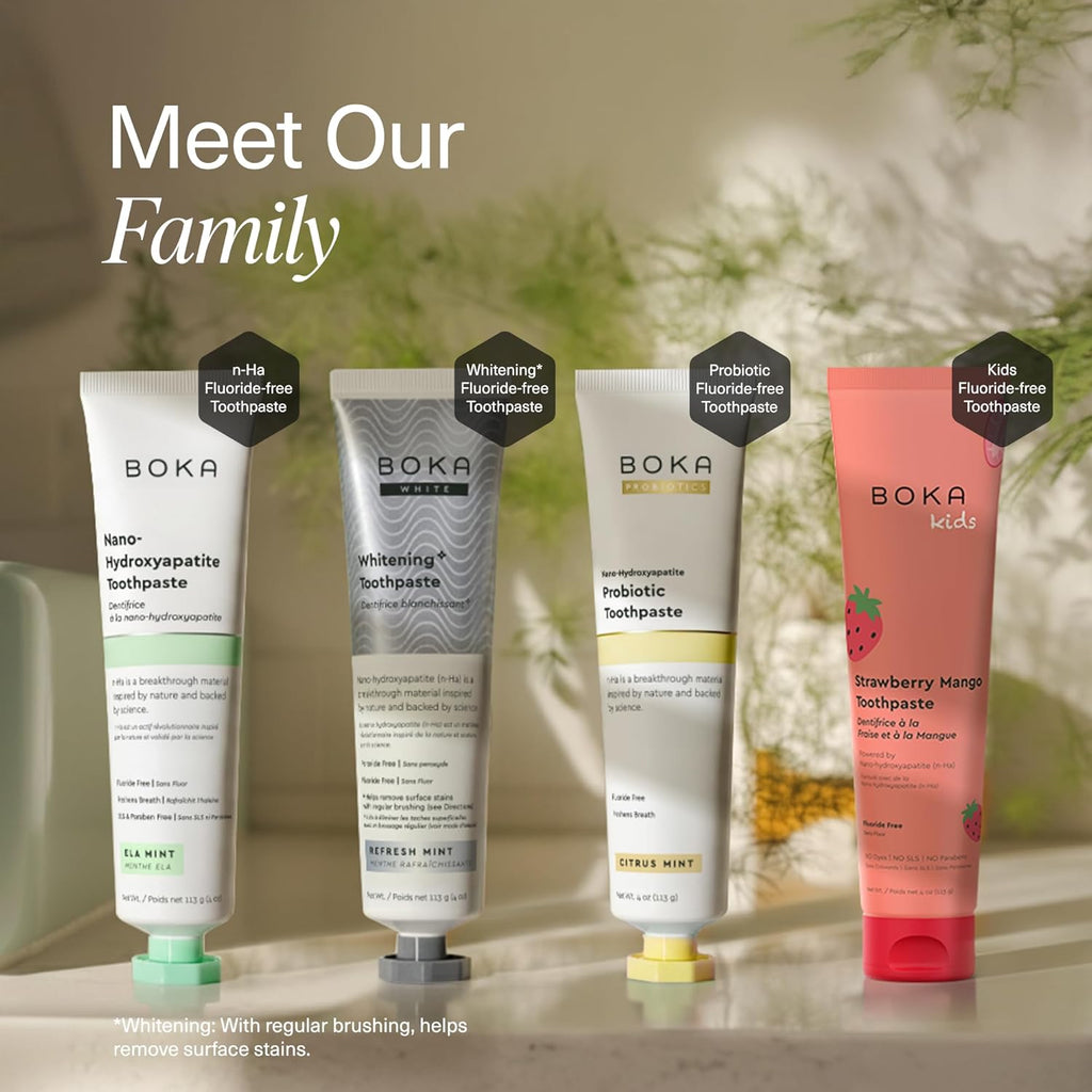 Boka Fluoride Free Toothpaste, Nano Hydroxyapatite Toothpaste, Appropriate for Sensitive Teeth - for Adult, Kids Oral Care - Vanilla Cardamom Flavor, 4 Fl Oz 1Pk US Manufactured