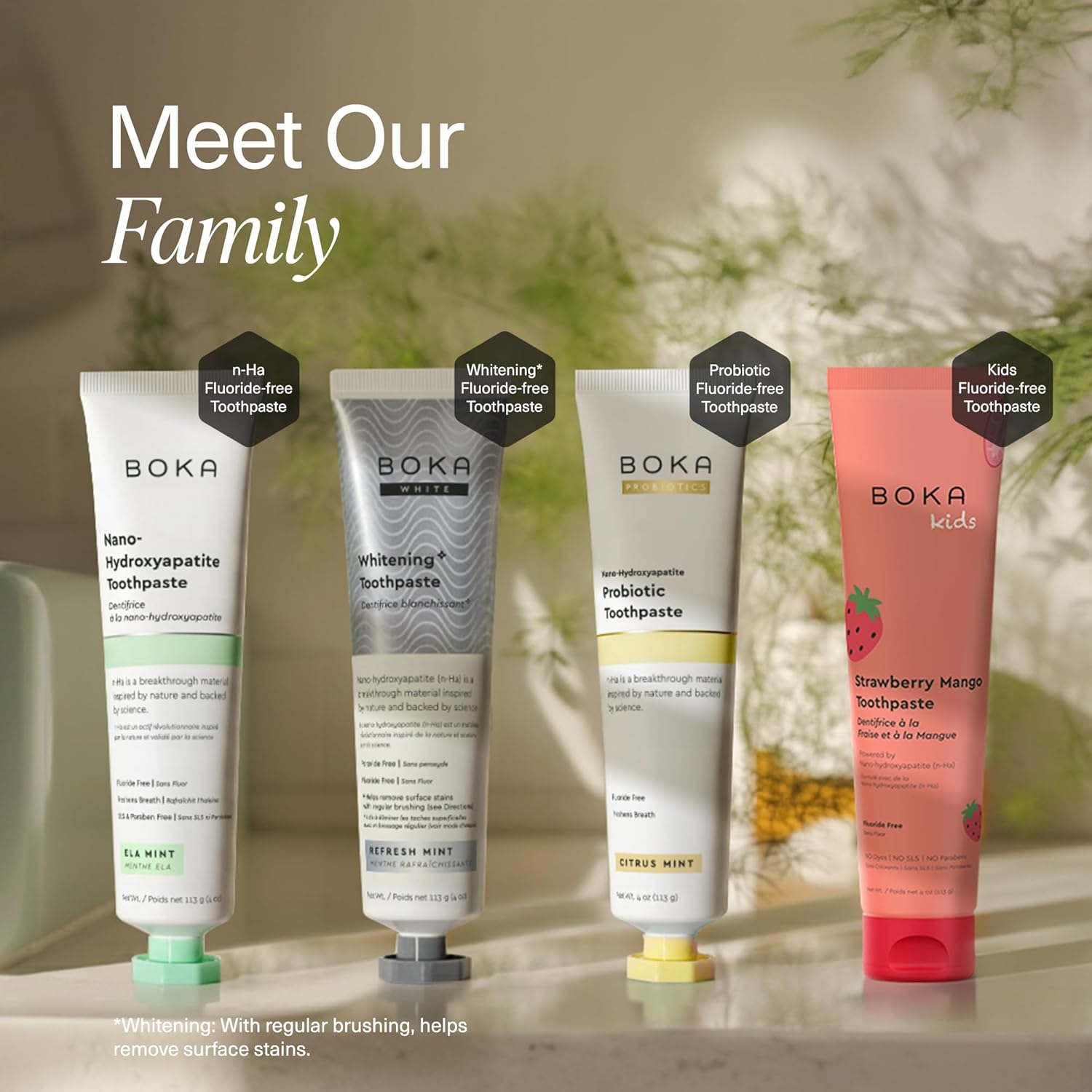 Boka Fluoride Free Toothpaste, Nano Hydroxyapatite Toothpaste, Appropriate for Sensitive Teeth - for Adult, Kids Oral Care - Vanilla Cardamom Flavor, 4 Fl Oz 1Pk US Manufactured