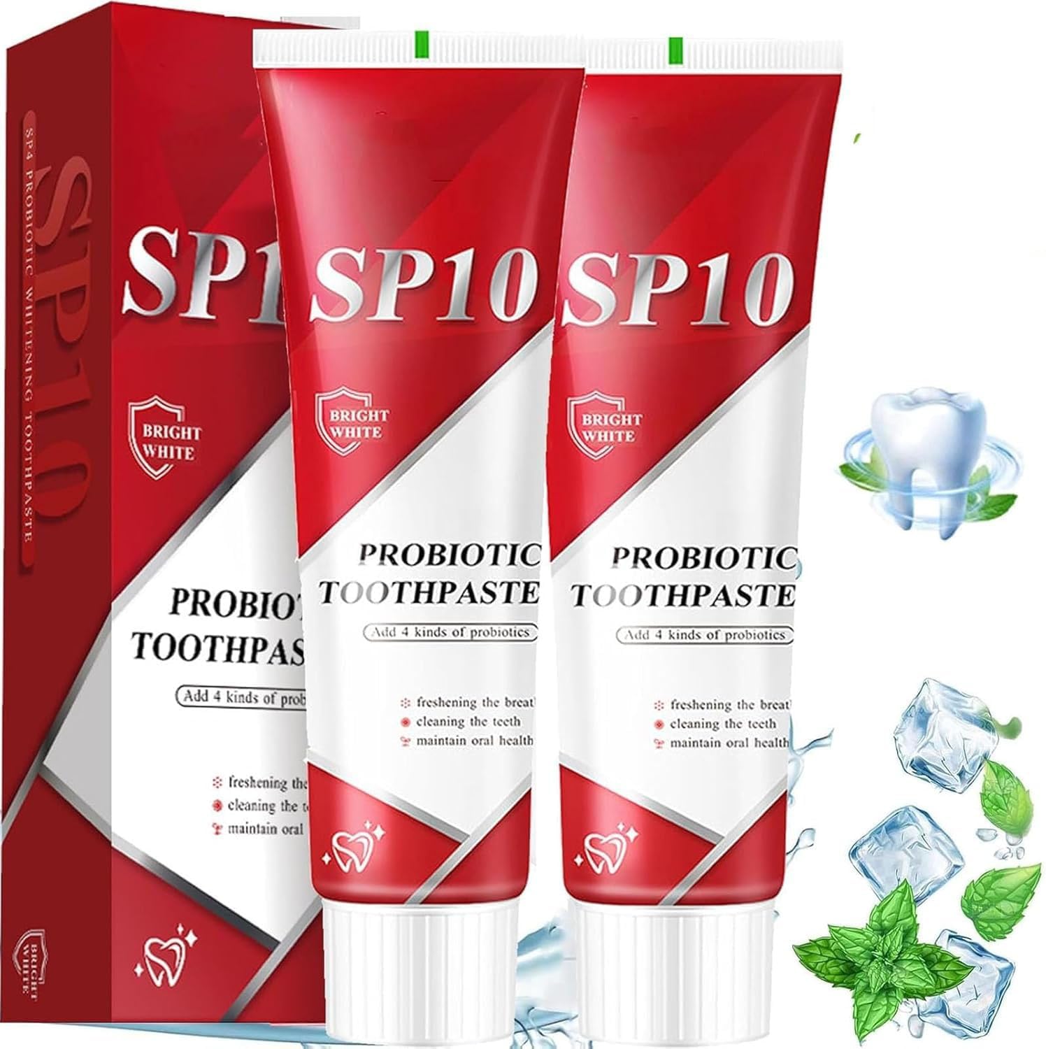 2PC SP-10 Probiotic Whitening Toothpaste – Fresh Breath, Deep Cleaning, Stain Removal– Natural Formula