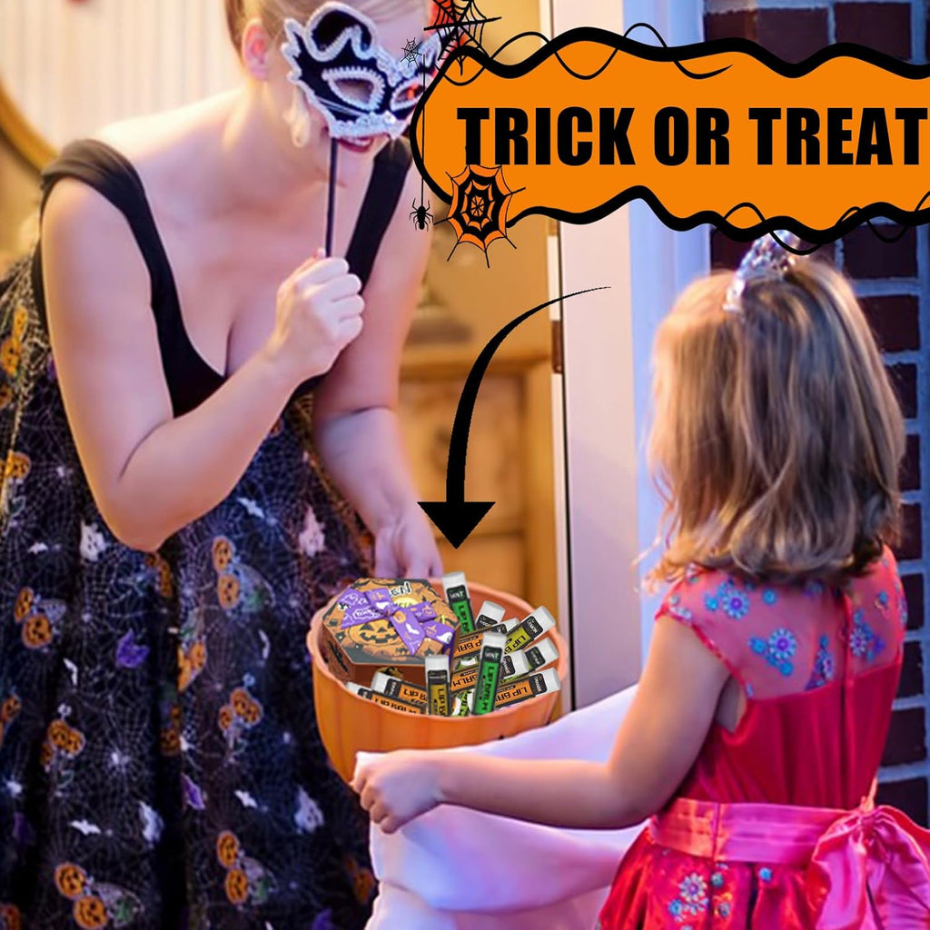 Yopela 19 Pack Halloween Natural Lip Balm Bulk with Vitamin E and Coconut Oil Lip Care Set - Moisturizing, Soothing, and Repairing Dry and Chapped Lips - 18 Flavors - Non-GMO