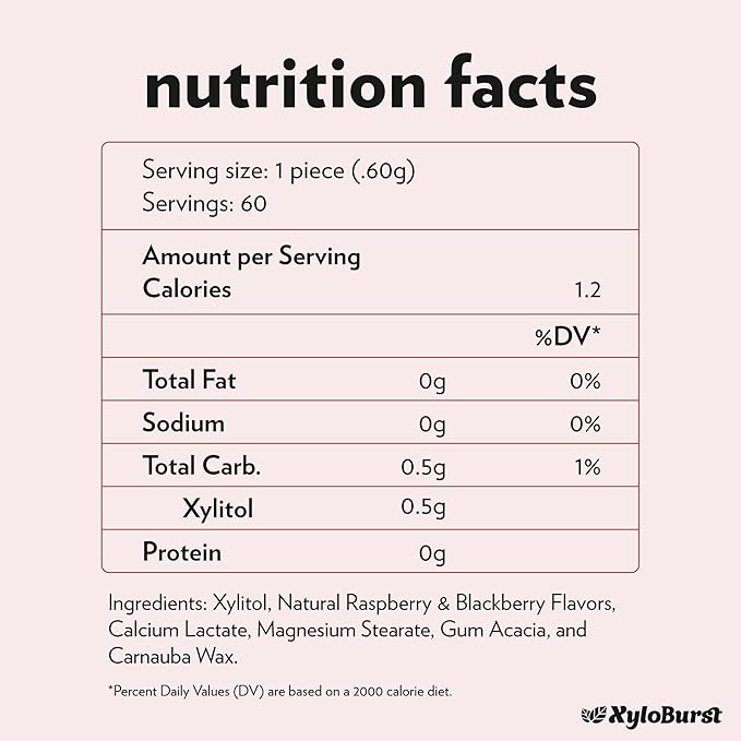 Focus Nutrition, XyloBurst Sugar-Free Xylitol Mint Candy Jars, Berry Mints, 60 Pieces Per Jar - Pack of 8