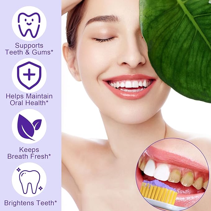 2PCS Teeth Whitening Powder, Removes Stains, Teeth Whitening, Toothpaste Whitening Powder for Coffee, Tea, Food, Wine, Keeps Breath Fresh, Promotes Oral Health,No Sensitivity