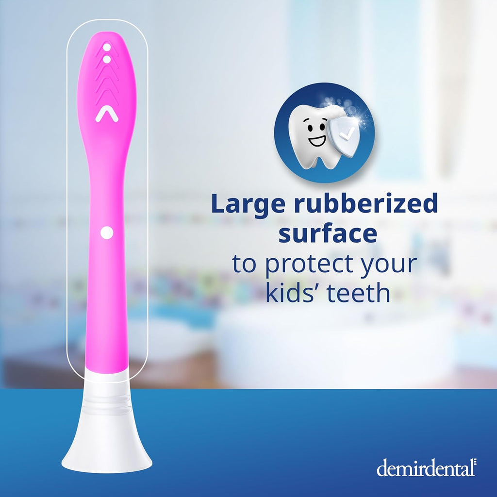 demirdental Kids Toothbrush Heads Compatible with Philips Sonicare Kids Toothbrush Heads - Replacement Heads Sensitive - Brush Heads from Ages 7 to 10 - Magenta - Replaces HX6048-8 Pack