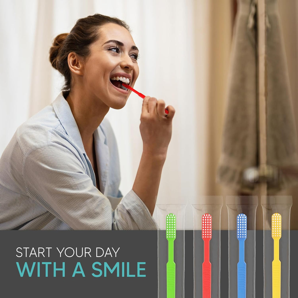 100 Pack Disposable Toothbrushes with Toothpaste, Built in - Prepasted Toothbrushes Individually Wrapped |Single Use Waterless Tooth Brush with Soft Bristles for Hotel, Camping, Travel
