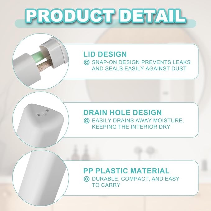 uxcell 4Pcs Travel Toothbrush Case, 8.27 x 1.38 Portable Travel Toothbrush Holder, Plastic Toothpaste Container for Bathroom, Gym, Business Trip, Camping, Gray