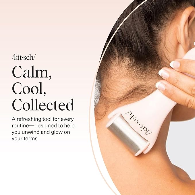 Kitsch Ice Roller for Face – Stainless Steel Face Ice Roller to Reduce Puffiness, Redness & Headaches – Cooling Facial Roller for Skin Care, Irritation Relief & Spa-Like Experience at Home - Pink