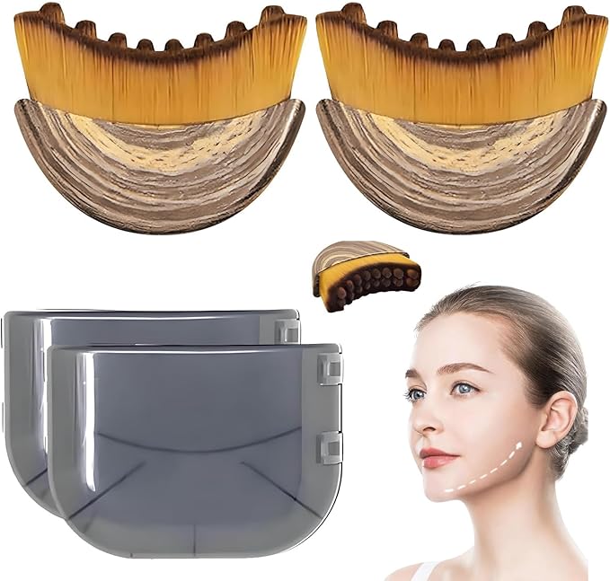 2PCS Lymphatic Contour Face Brush - Ultra-Soft Bristles for Chin & Jawline Sculpting, Facial Lymphatic Drainage Massager, Ergonomic Design