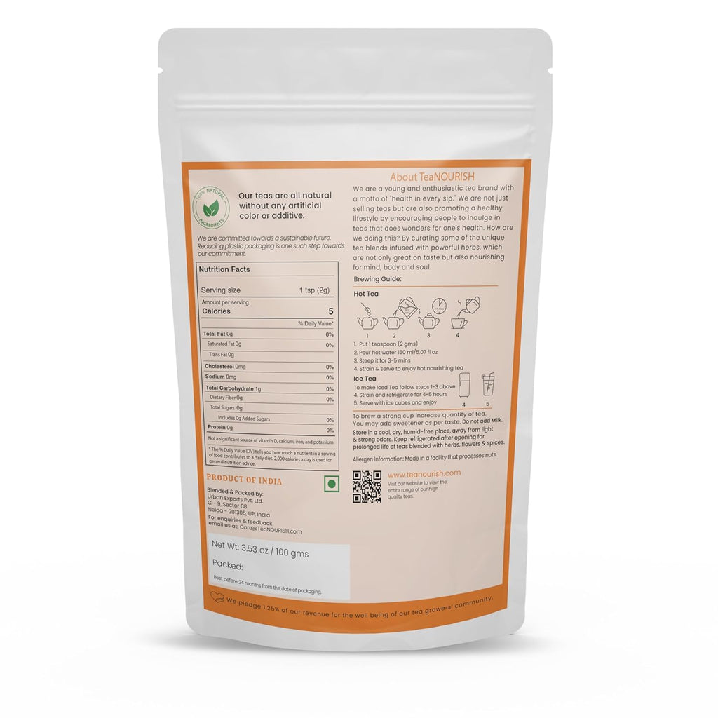 TeaNOURISH Mint Soother Green Tea | Darjeeling Loose Leaves | Blended with Fresh Mint & Peppermint Leaves | Refreshing & Calming Tea | 50 Cups Hot or Iced Tea - 3.53oz/100g