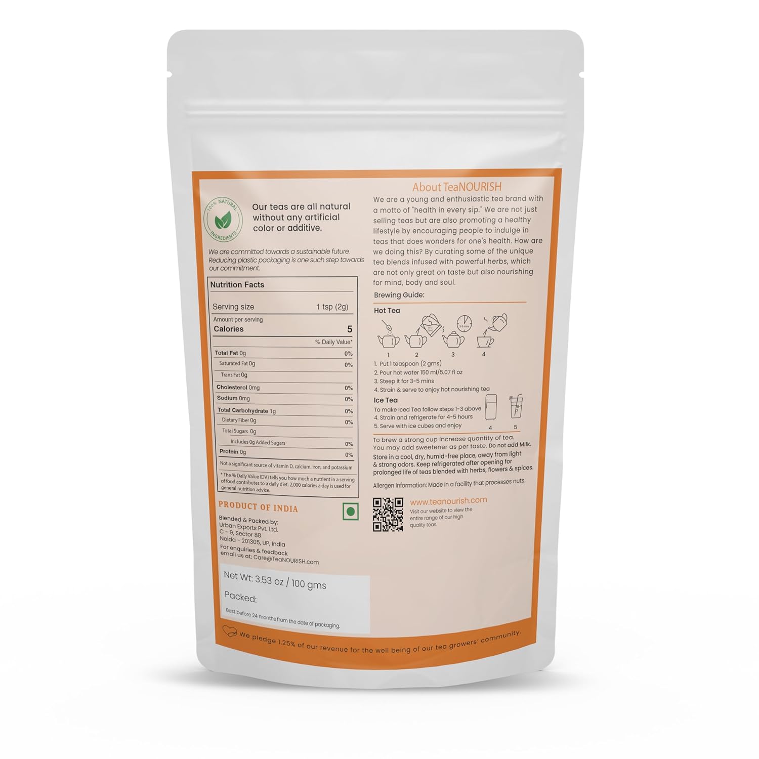 TeaNOURISH Mint Soother Green Tea | Darjeeling Loose Leaves | Blended with Fresh Mint & Peppermint Leaves | Refreshing & Calming Tea | 50 Cups Hot or Iced Tea - 3.53oz/100g