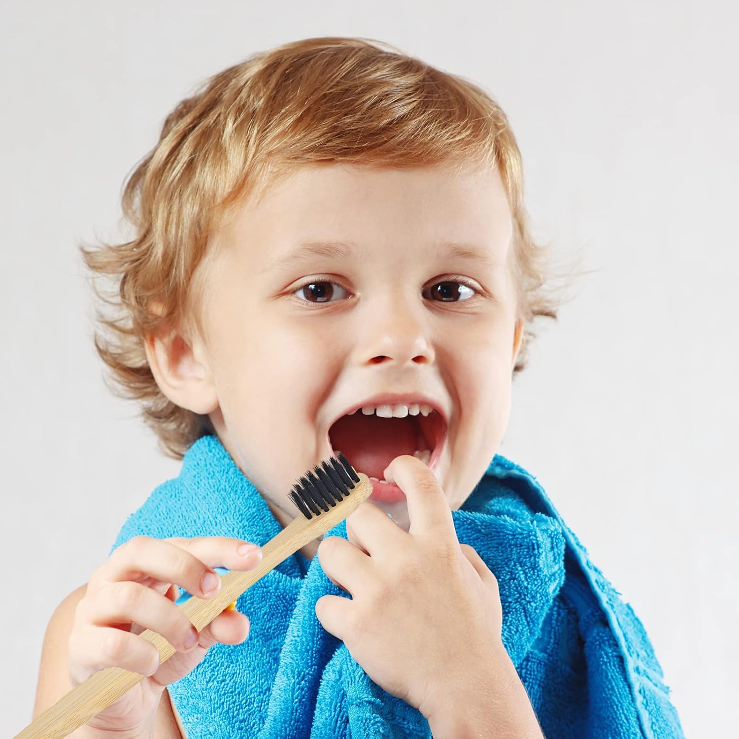 SEVENHEAD 10 PCS Kids Bamboo Toothbrushes Soft Bristles Wooden Toothbrushes, Natural Biodegradable BPA Free Eco Friendly Toothbrushes Black