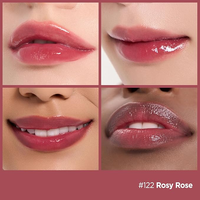 Laka Fruity Glam Lip Tint Mini, 1.9g/0.07oz, Glowing Lip Stain with Wide Color Spectrum, Hydrating & Lightweight Texture, Long-Lasting Bold Stain, Non-Sticky, Vegan, K-Beauty (#122 Rosyrose)