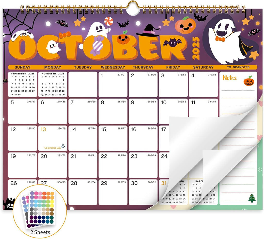 2025-2026 Wall Calendar, Calendar 2025-2026, 18 Month Calendar July 2025 - December 2026, 14.8" X 11.5", Calendar with Twin-Wire Binding, Hanging Hook and Julian Dates (Seasonal Designs)