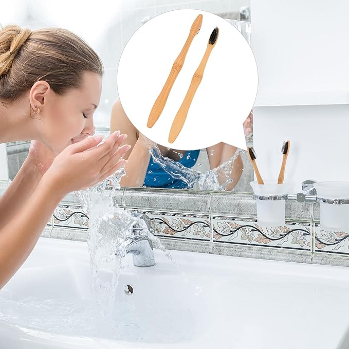 20 Pcs Biodegradable Natural Toothbrushes for Adults Soft Bristles with Comfortable Handle Oral