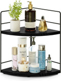 ZGO 2-Tier Bathroom Counter Organizer, Corner and Makeup Organizer for Vanity and Kitchen Counter, Perfume Organizer (Black)
