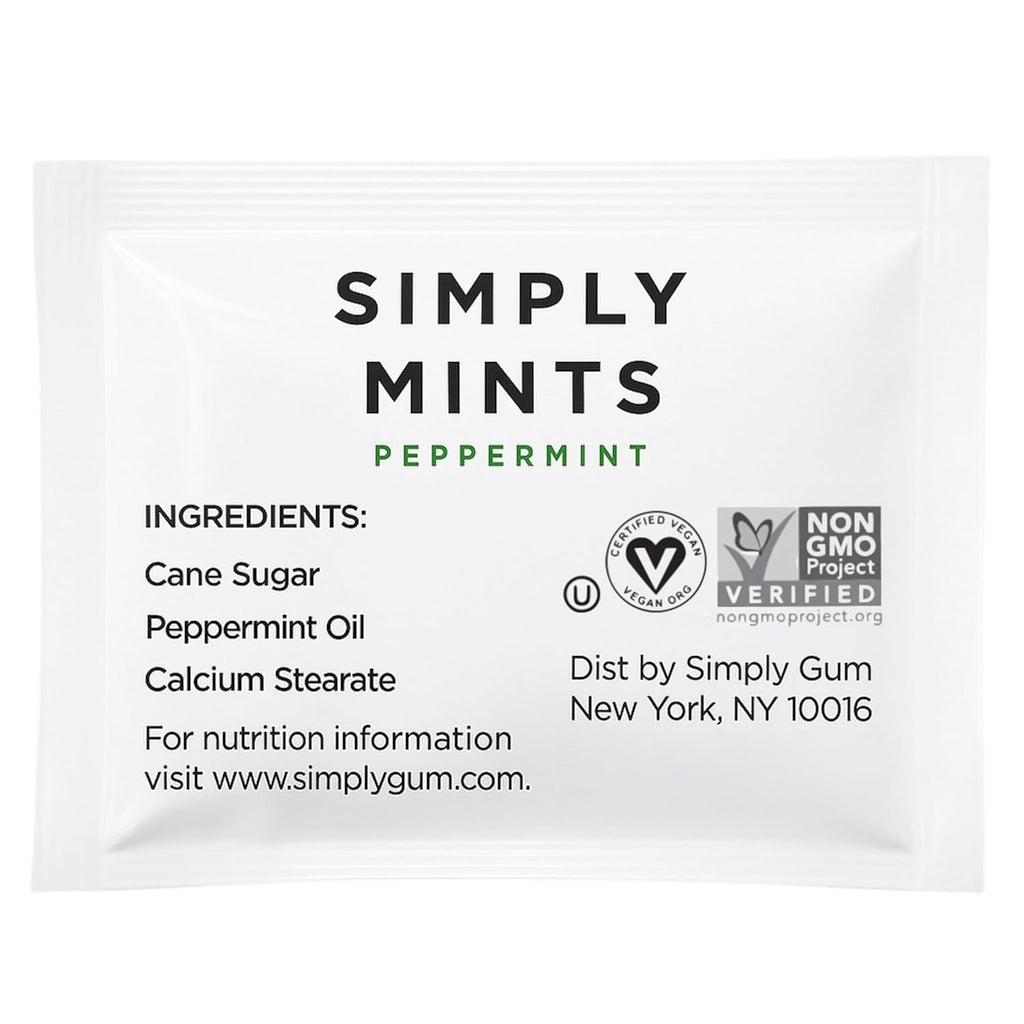 SIMPLY Peppermint Breath Mints, Individually Wrapped Breath Mints in Bulk, 50 Packets (2 per Packet) | Perfect for Office, School, Travel, Party Favors, Restaurants & Hospitality