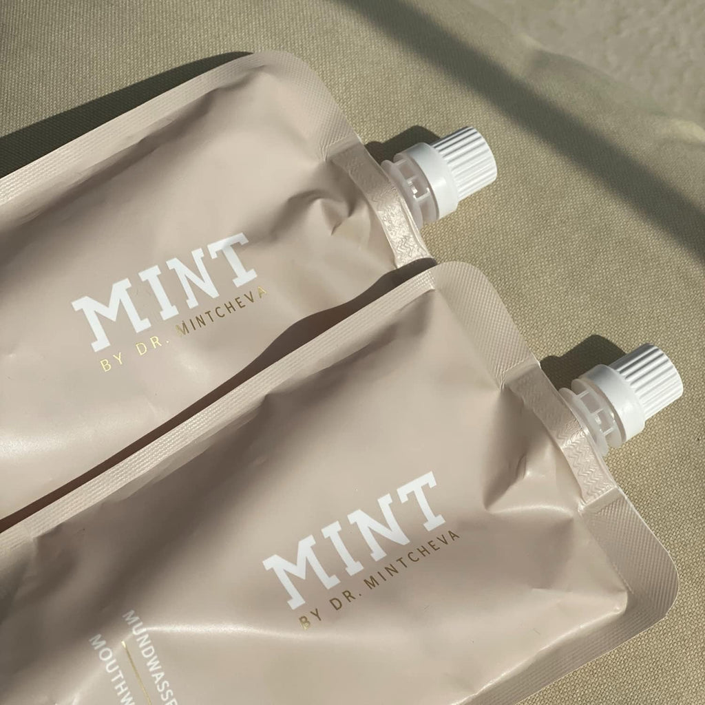 Mint Mouthwash Refill (6.76 fl oz) – Whitening & Gum Care with Hydrogen Peroxide 0,1% – Alcohol-Free – Melon Flavor – Enriched with Vitamin B12, Peppermint Oil & Cucumber Extract – Vegan