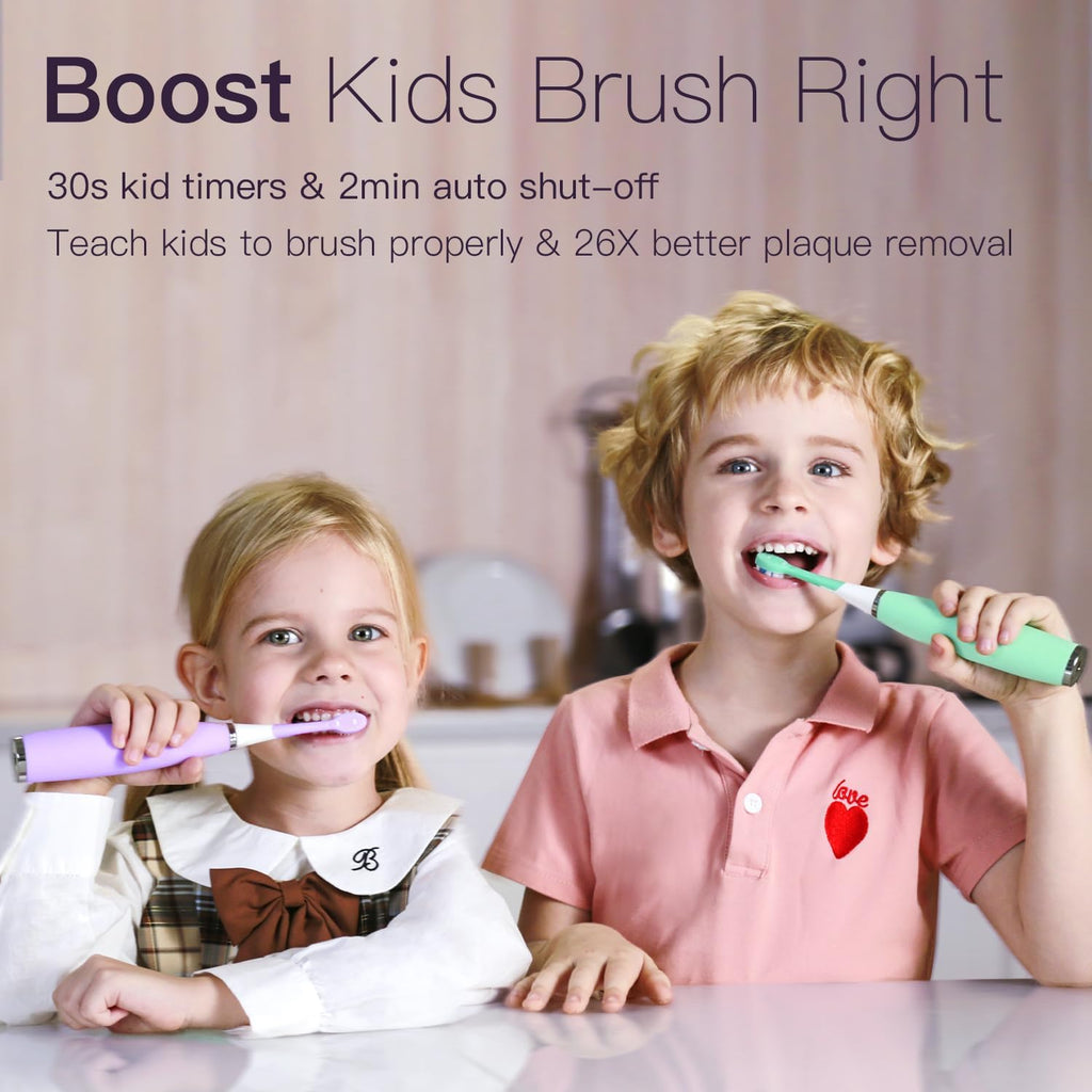 Kids Electric Toothbrushes Sonic Rechargeable Tooth Brush Gifts for Boys and Girls Smart Timer Power Toothbrush - 3 4 5 6 7 8 9 10 11 12 (Purple)