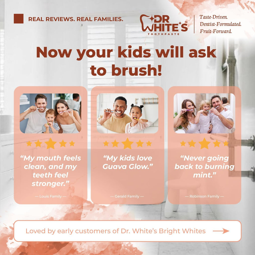 Dr. White’s Fluoride-Free nHA Toothpaste; Dentist-Formulated, Nano Hydroxyapatite + Xylitol, Sensitivity Relief Complex™, Mint-Free, Enamel Safe, Swallow-Safe (3.5 Oz, Sweet Peach)