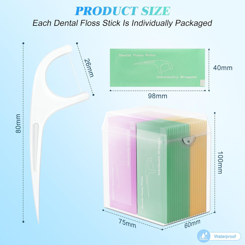 Individually Wrapped Floss Picks, 52 Count Multi-Color Oral Care Flossers for Adults with Handy Case, Mini Disposable Dental Floss Singles Bag for Travel, Hotel, Restaurant, Office, Car, Wedding