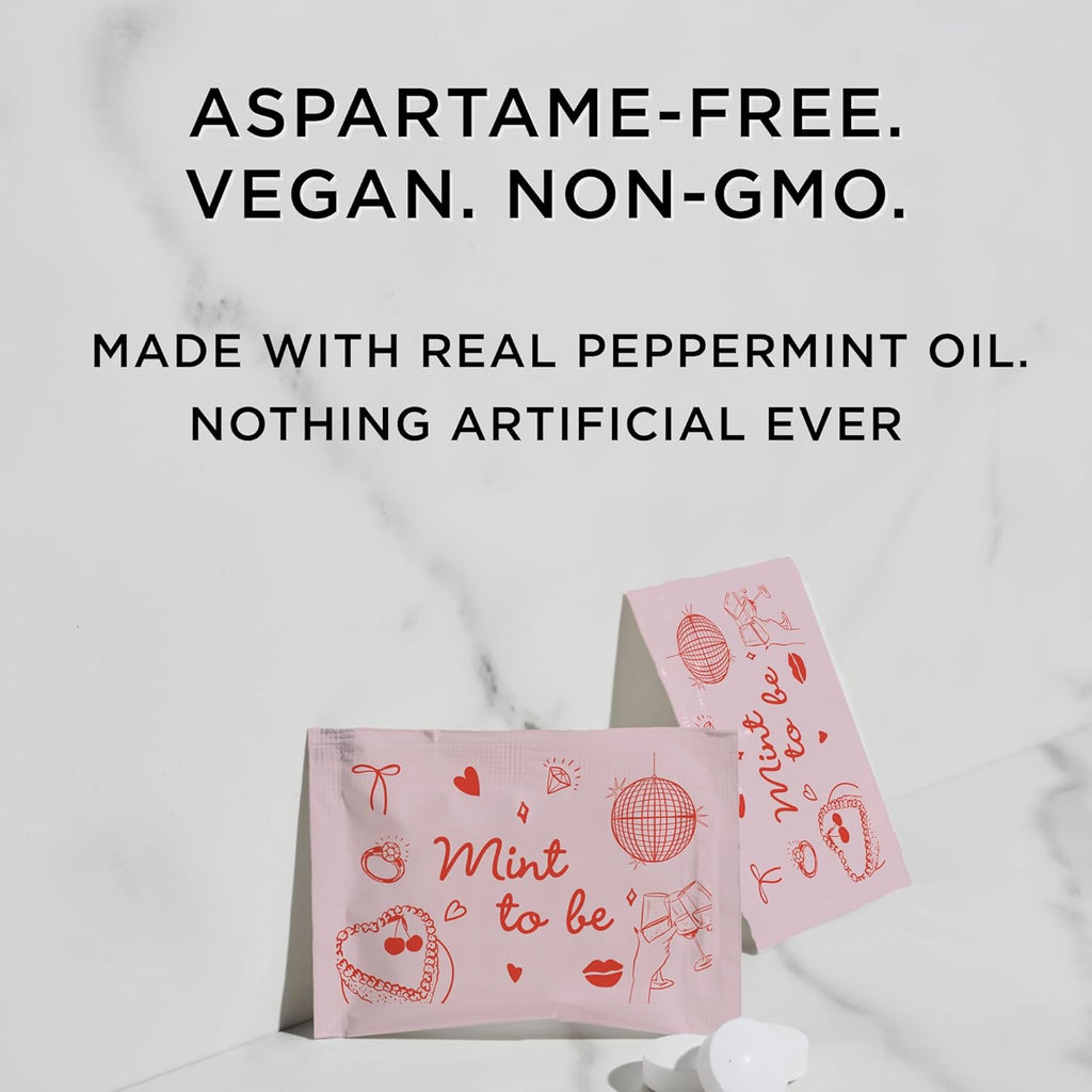 SIMPLY Peppermint "Mint to Be" Bachelorette Individually Wrapped Breath Mints in Bulk, 50 Packets (2 per Packet) | Wedding, Bridal Shower, Bachelorette, Party Favors