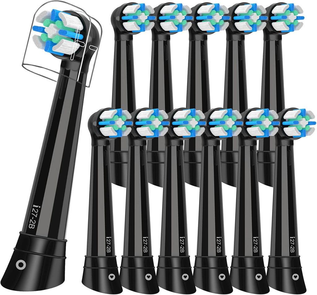 12pcs Replacement Heads Compatible with Oral B iO 3 4 5 6 7 8 9 10 Series Electric Toothbrush,Toothbrush Heads Compatible with Oral B iO Replacement Heads, Medium Bristles for Effective Cleaning,Black