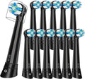12PCS Replacement Toothbrush Heads Compatible with Oral B iO Series 2/3/4/5/6/7/8/9/10 Electric Toothbrush,Round Brush Heads for Gentle Gum Care & Deep Cleaning,Black