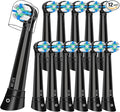 12 Pack iO Replacement Heads Compatible with Oral B iO Electric Toothbrush,Compatible with Oral B iO Series 2/3/4/5/6/7/8/9/10,Premium Bristles for Deep Cleaning&Gentle Care,Black
