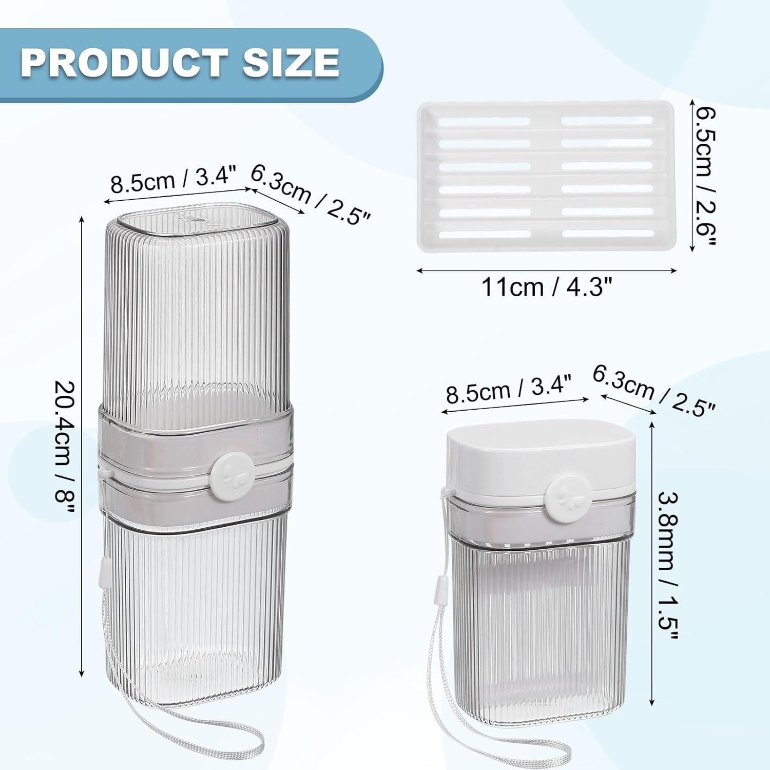 uxcell Travel Toothbrush Case Set, Leakproof Soap Holder with Lid and Portable Travel Toothbrush Holder for Bathroom, Gym, Business Trip, Camping (Light Grey)
