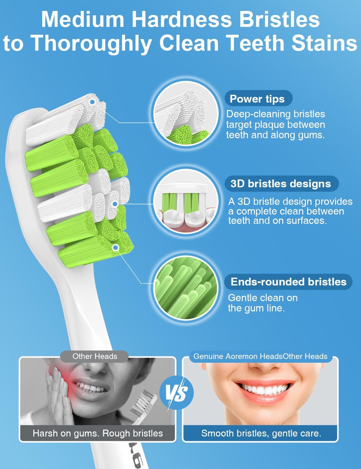 Replacement Toothbrush Heads for Philips Sonicare diamondclean Electric Toothbrush Heads Compatible with Sonicare 4100 5100 5300 6100 c2 c1 c3 w Snap-on Electric Tooth Brush Handle, 8 Count, White