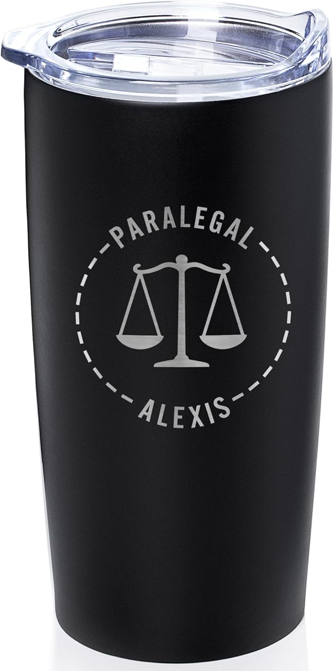 Lifetime Creations Engraved Personalized Lawyer Tumbler with Lid 20 oz (Black) - Gift for Paralegal, Attorney, Judge, Law School Graduation Coffee Travel Mug